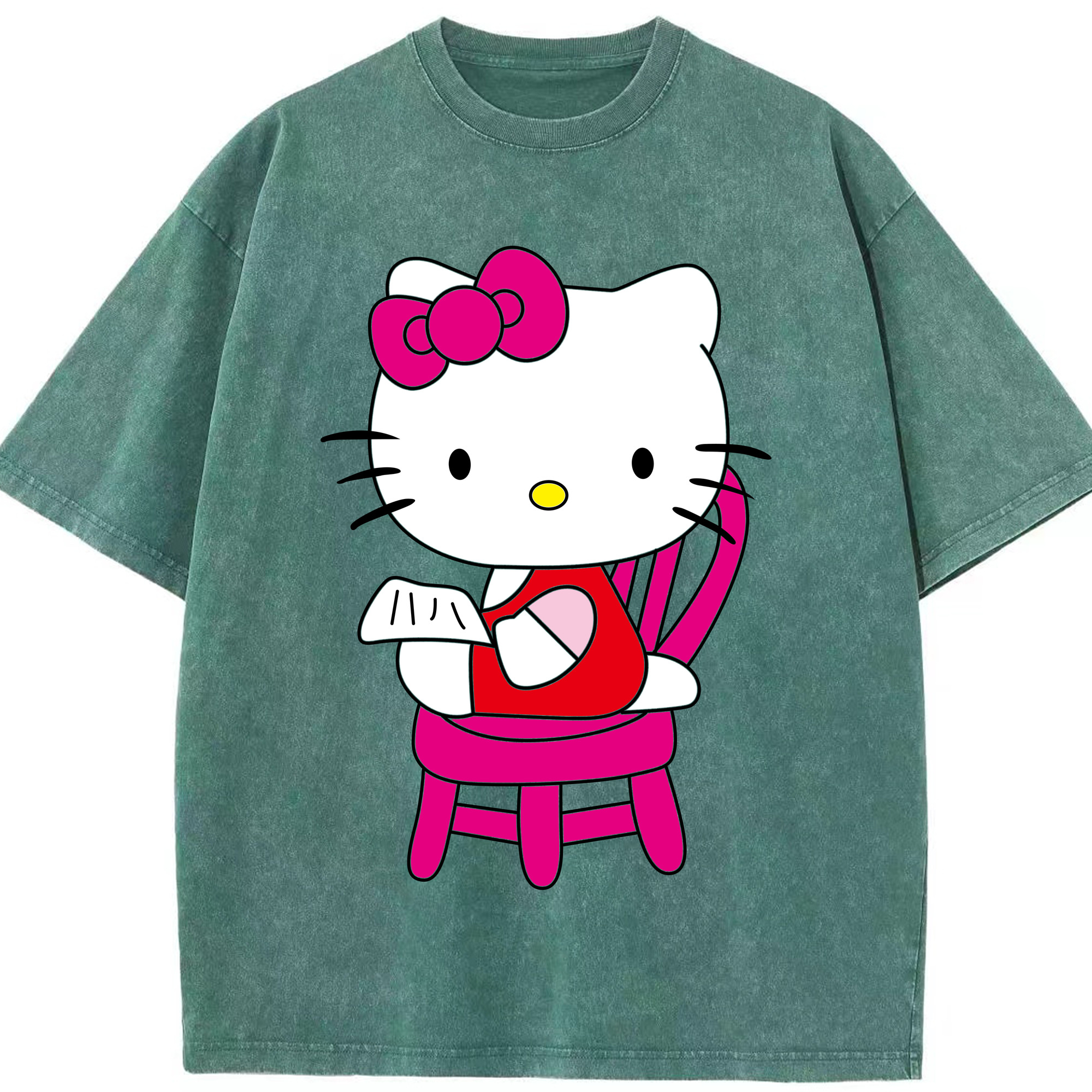 （画像用） Hello Kitty ハローキティ 綿100% ヴィンテージ風 半袖Tシャツ（フロントプリント）
